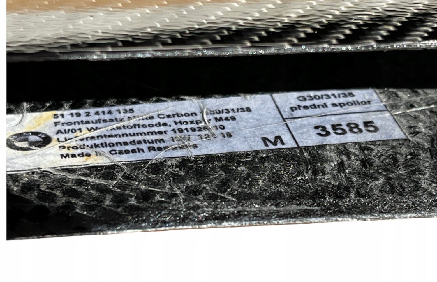 NOWA OE PRZEDNIA NAKŁADKA NA ZDERZAK SPOILER CARBON M-PERFORMANCE BMW 5 G30 G31 51192414135 2414135