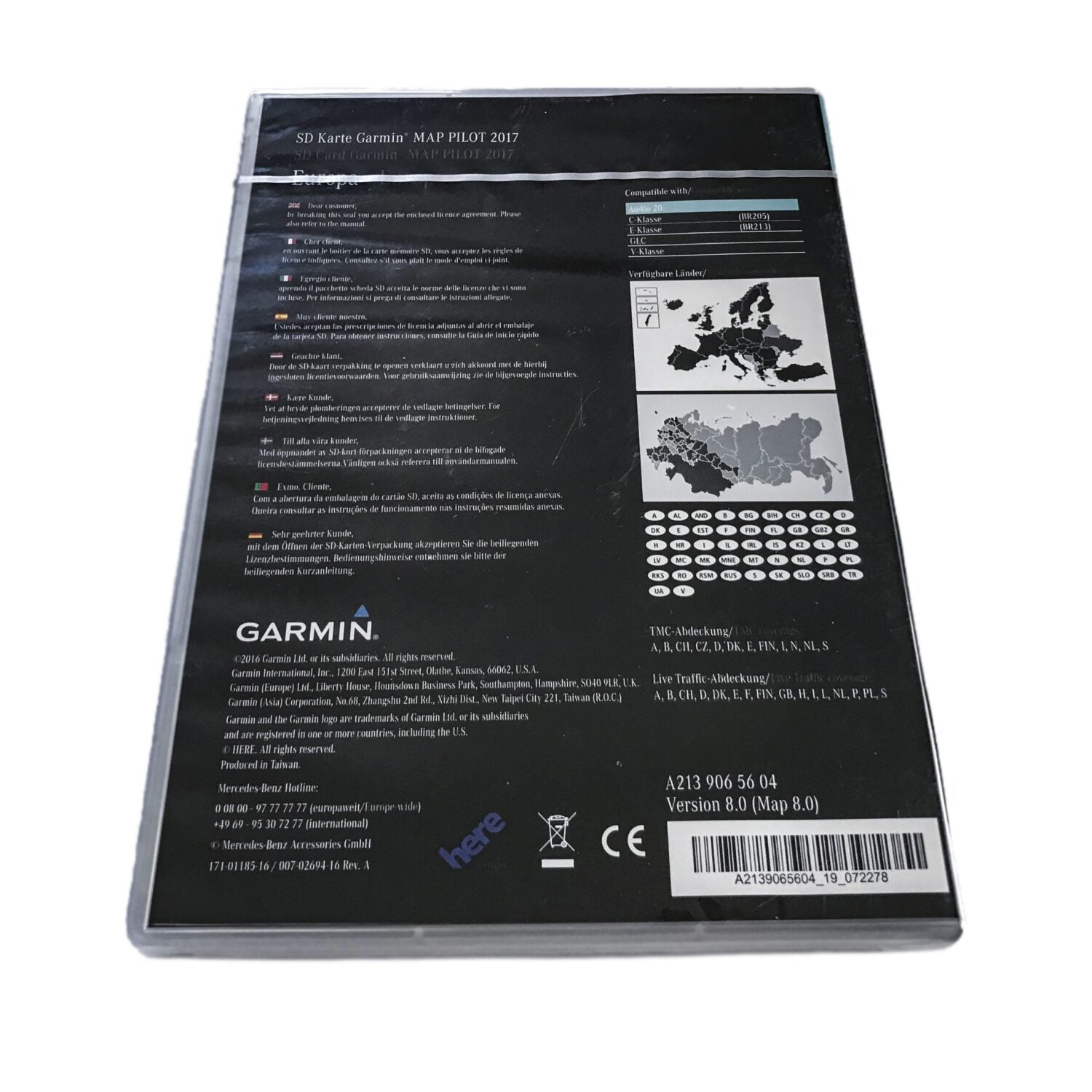NOVÁ ORIGINÁLNÍ MAPA GARMIN MAP PILOT V8.0 2017 SD KARTA MERCEDES C-KLASSE W205 W213 V-KLASA A2139065604