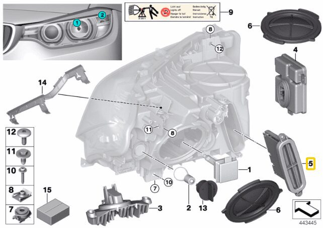NOVÝ OE BIXENON XENON LED LEAR MODUL ŘÍZENÍ TMS AHL BMW 3 F30 F31 F34 7316186