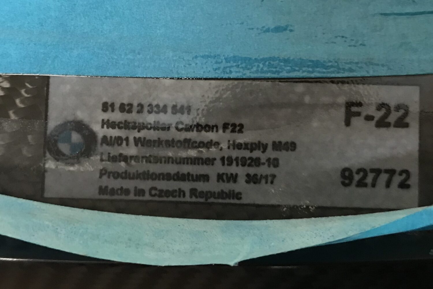 NOWY OE CARBON SPOILER NAKŁADKA ZDERZAKA TYLNEGO LOTKA M-PERFORMANCE BMW M2 F87 51622331541