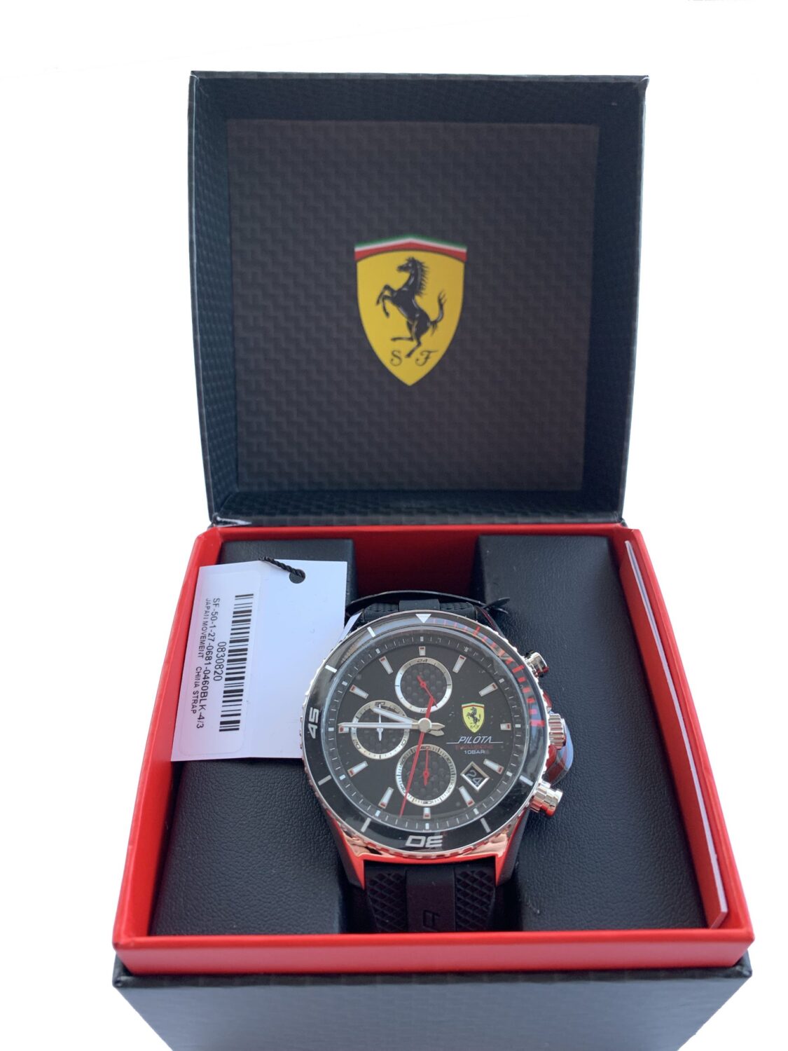 NOWY ZEGAREK ORYGINALNY FERRARI PILOTA EVOLUZIONE CARBON FIBER 10 BAR