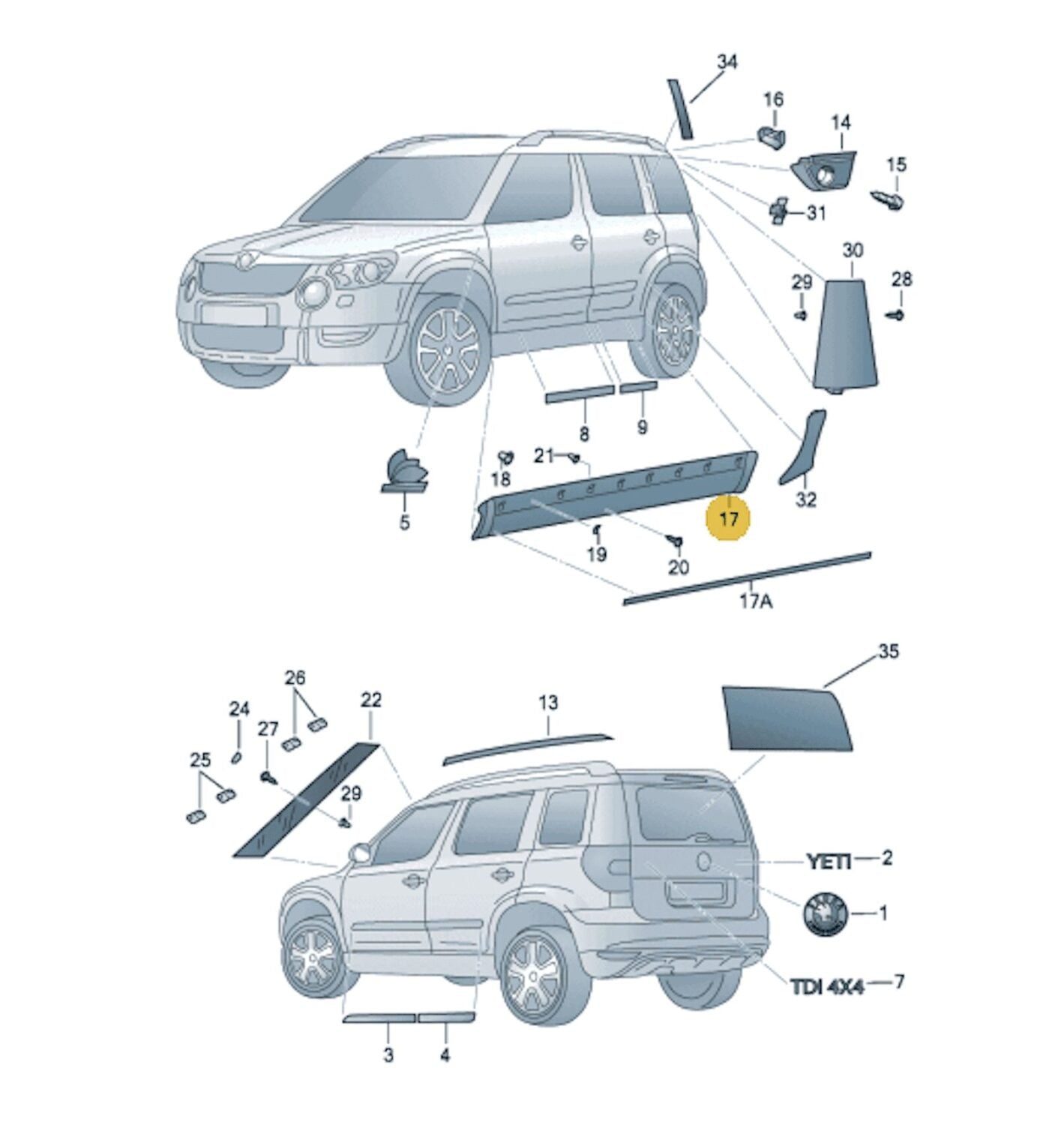 NEW ORIGINAL SILL STRIP RIGHT SKODA YETI 5L6 MONE CARLO 5L0071685A 5L6853752