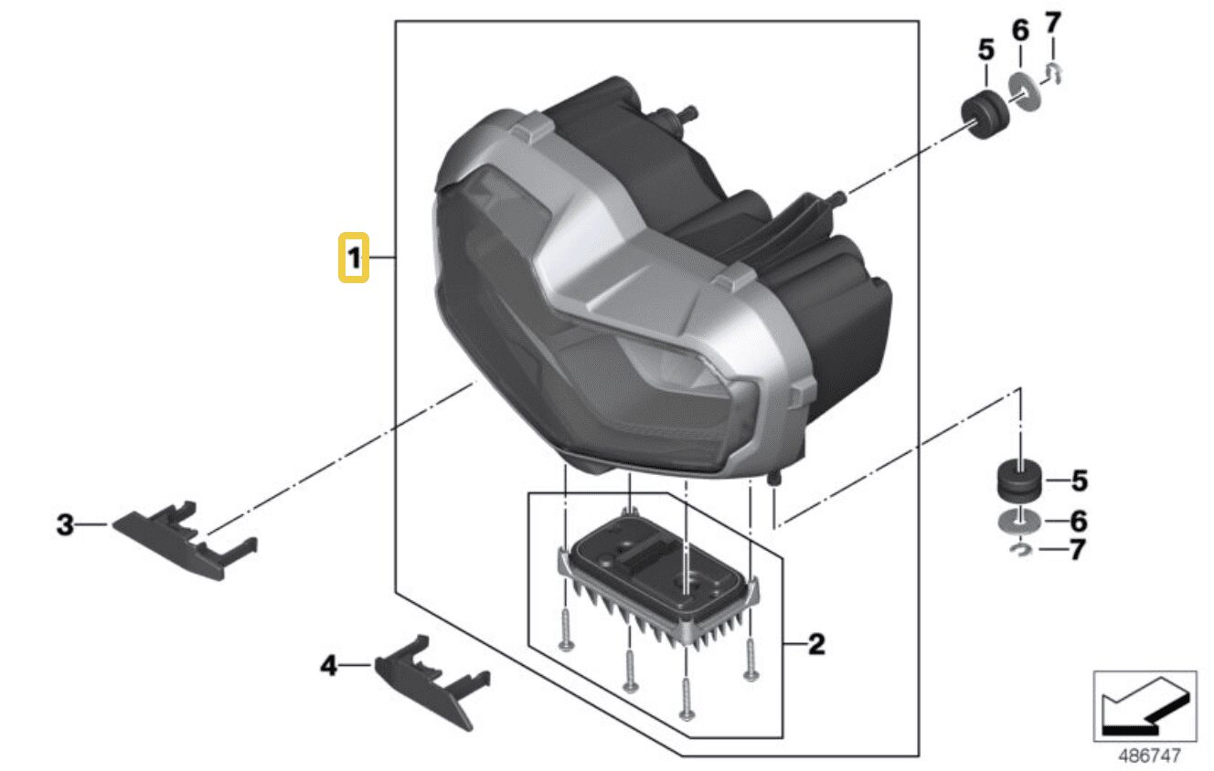 NOWY REFLEKTOR FULL LED KOMPLETNY BMW K80 F750 GS K81 F850 GS K82 F850 GS ADVENTURE 63128557222