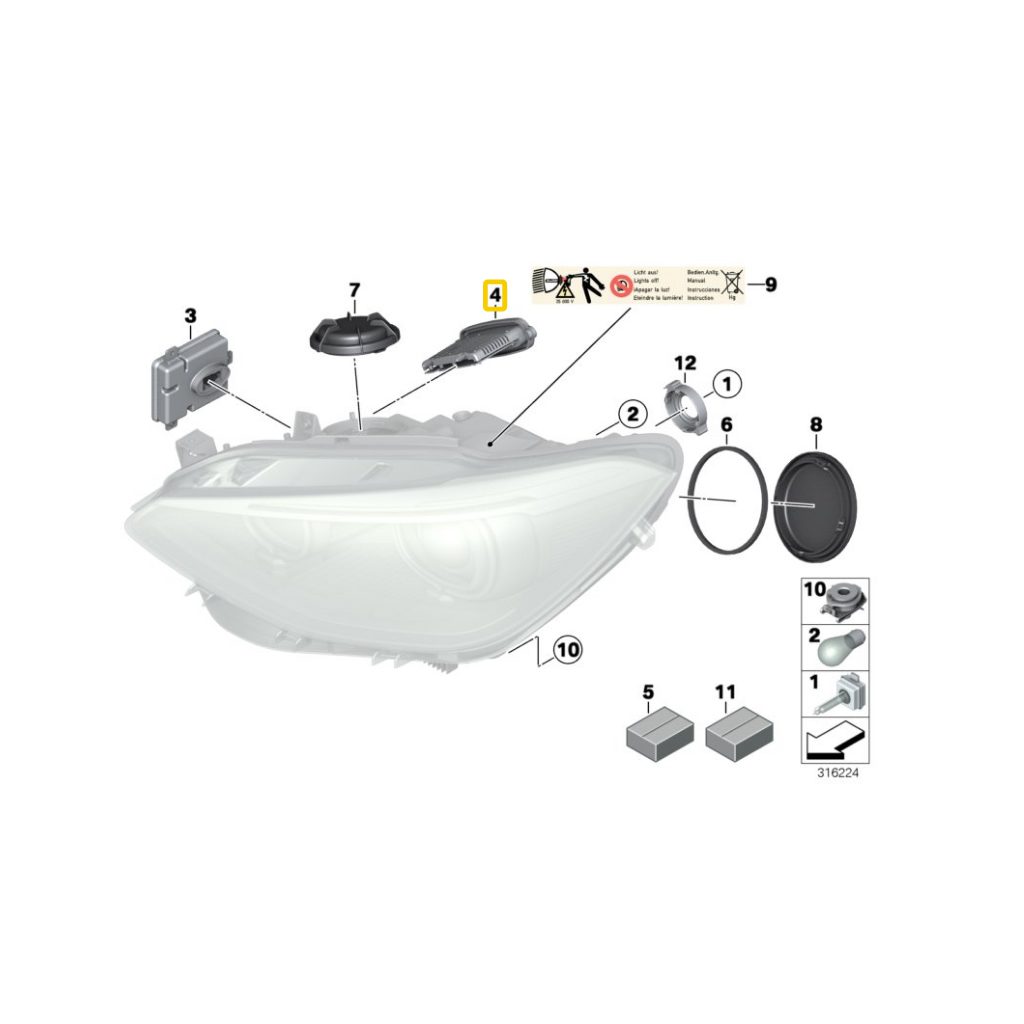 NEW ORIGINAL BIXENON XENON MODULE AHL LED LAMP CONTROL UNIT BMW 1 F20 F21 7316144 , 63117316144