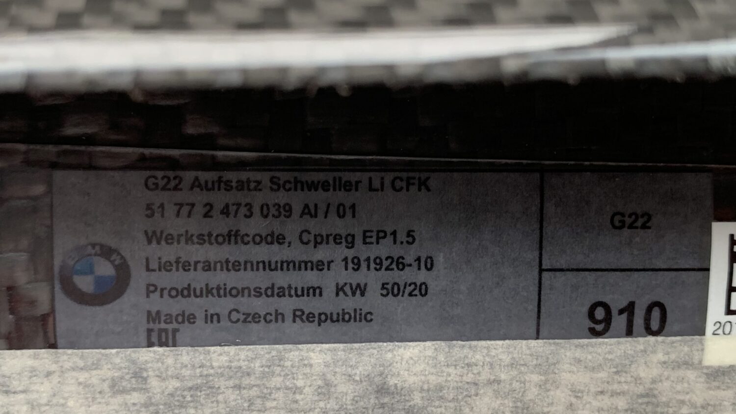 2X NOWA ORYGINALNA LISTWA OSŁONA PROGU PROGI NAKŁADKA CARBON BMW M4 G22 51772473039 2473038 2473039