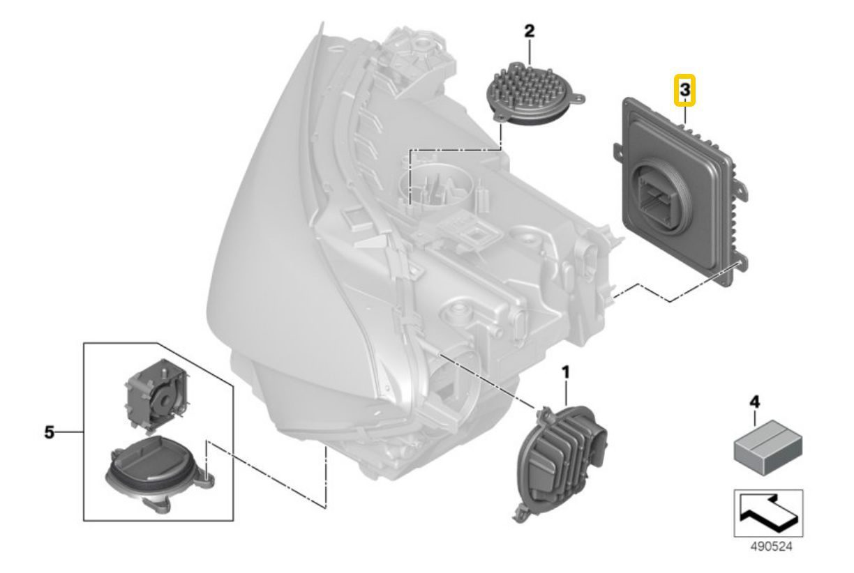 Moduł Led Sterownik Świateł Przednich BMW 1 F40 2 F44 3 G20 G21 7 G11 G12 LCI 8 G14 F91 M8 G15 F92 M8 F92 M8 G16 F93 M8 X5 G05 X6 G06 X7 G07 Z4 7933361