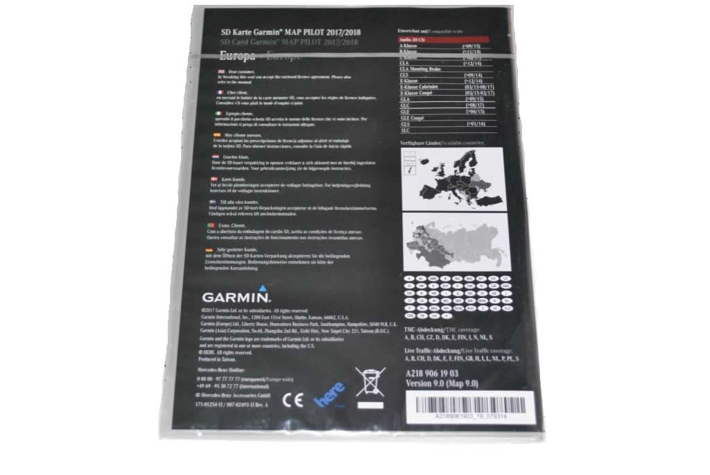 NOWA OE MAPA GARMIN MAP PILOT V. 9.0 2018 SD KARTA MERCEDES CLA GLA CLS GLC GLE W246 W176 A2189061903