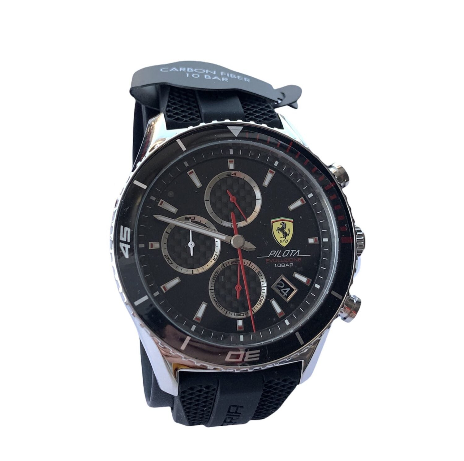 NOWY ZEGAREK ORYGINALNY FERRARI PILOTA EVOLUZIONE CARBON FIBER 10 BAR