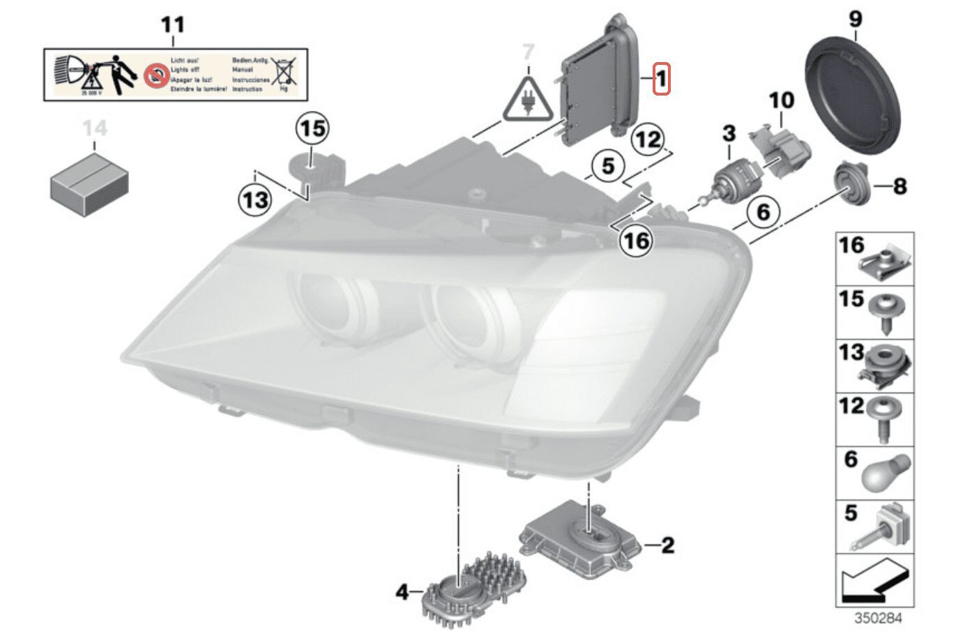 NUOVO OE XENON LED BIX TMS MODULO CONTROLLORE BMW X3 F25 7316211, 7316182