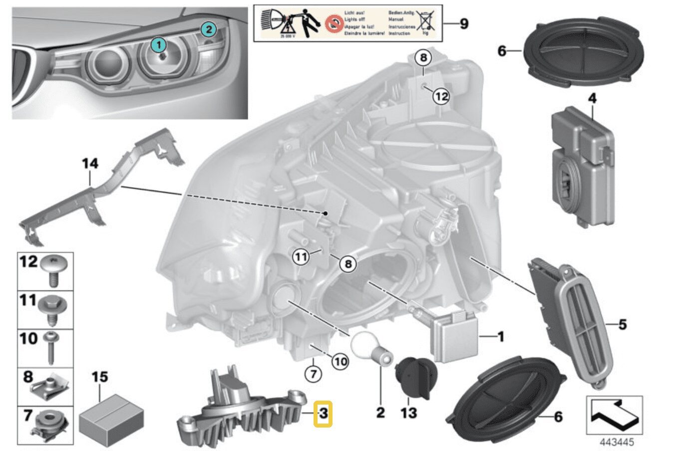 NOUVEAU MODULE LED OE POUR LUMIÈRE DU JOUR BMW 3 F30 F31 F34 GT 7398766 - 63117398766